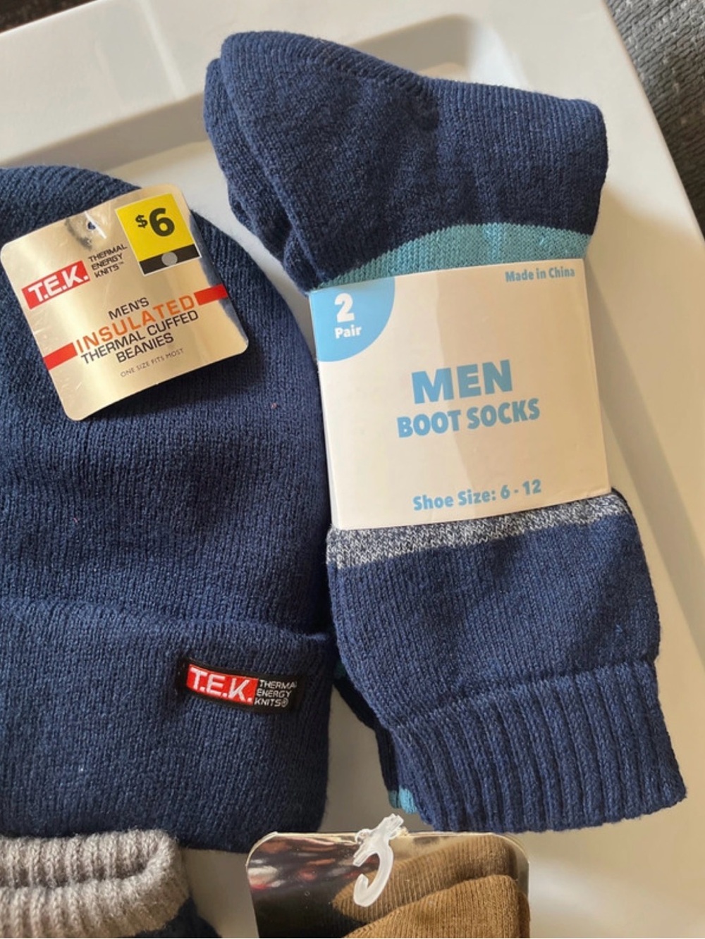 Men's Navy Knit Beanie with Thermal Gloves & Socks - Navy - Picture 3 of 5